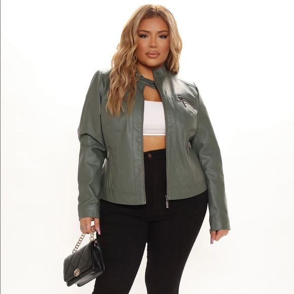 Fashion Nova Jackets & Blazers - Fashion Nova What I Like Moto Jacket - Sage - NWT